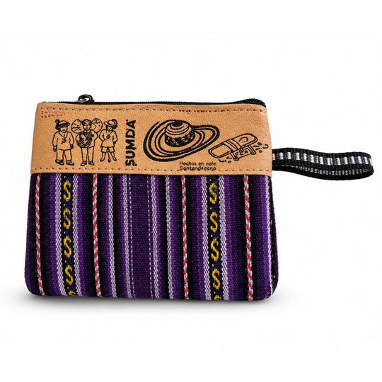 Handmade Colombian Leather &amp; Textile Wallet | Women’s Artisan Coin Purse, Cultural Zipper Pouch Gift