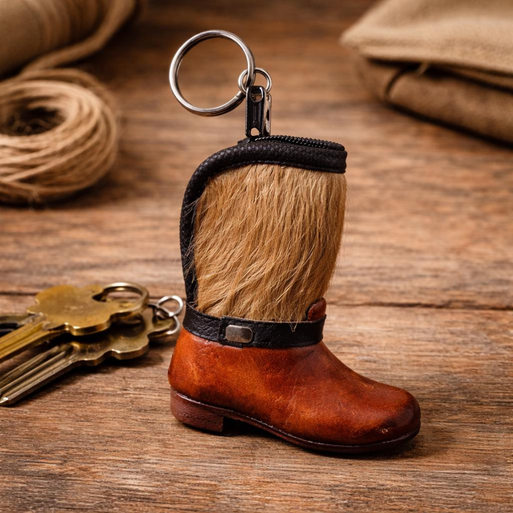 Handmade Leather Saddle Boot Keychain – Equestrian Rodeo Gift
