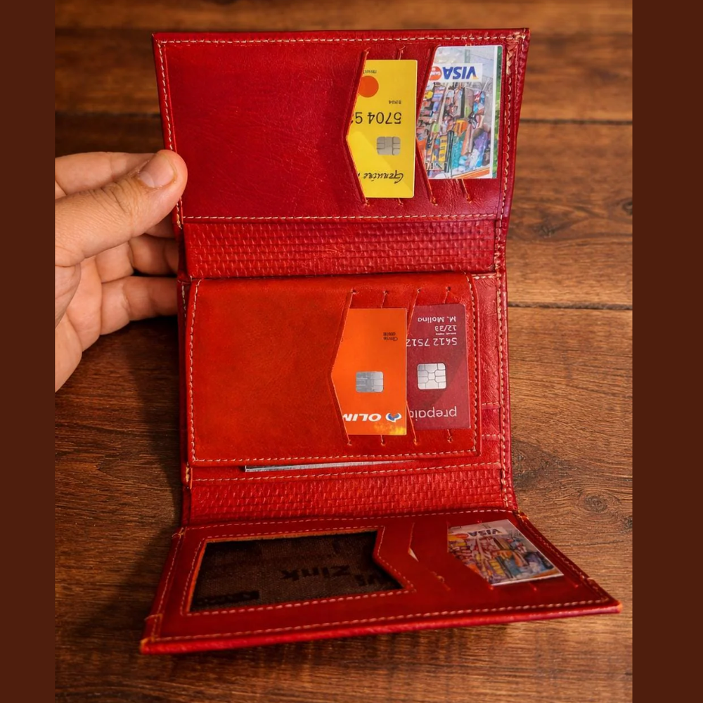 Handmade Leather Mola Checkbook Wallet