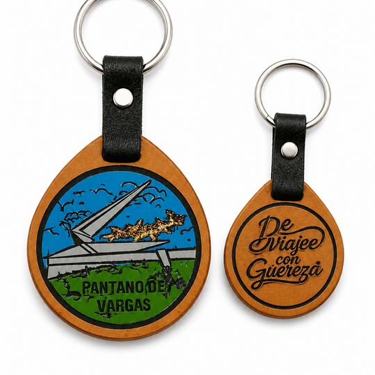 Handmade Leather Keychain – Boyacá Landmarks, Colombian Souvenir