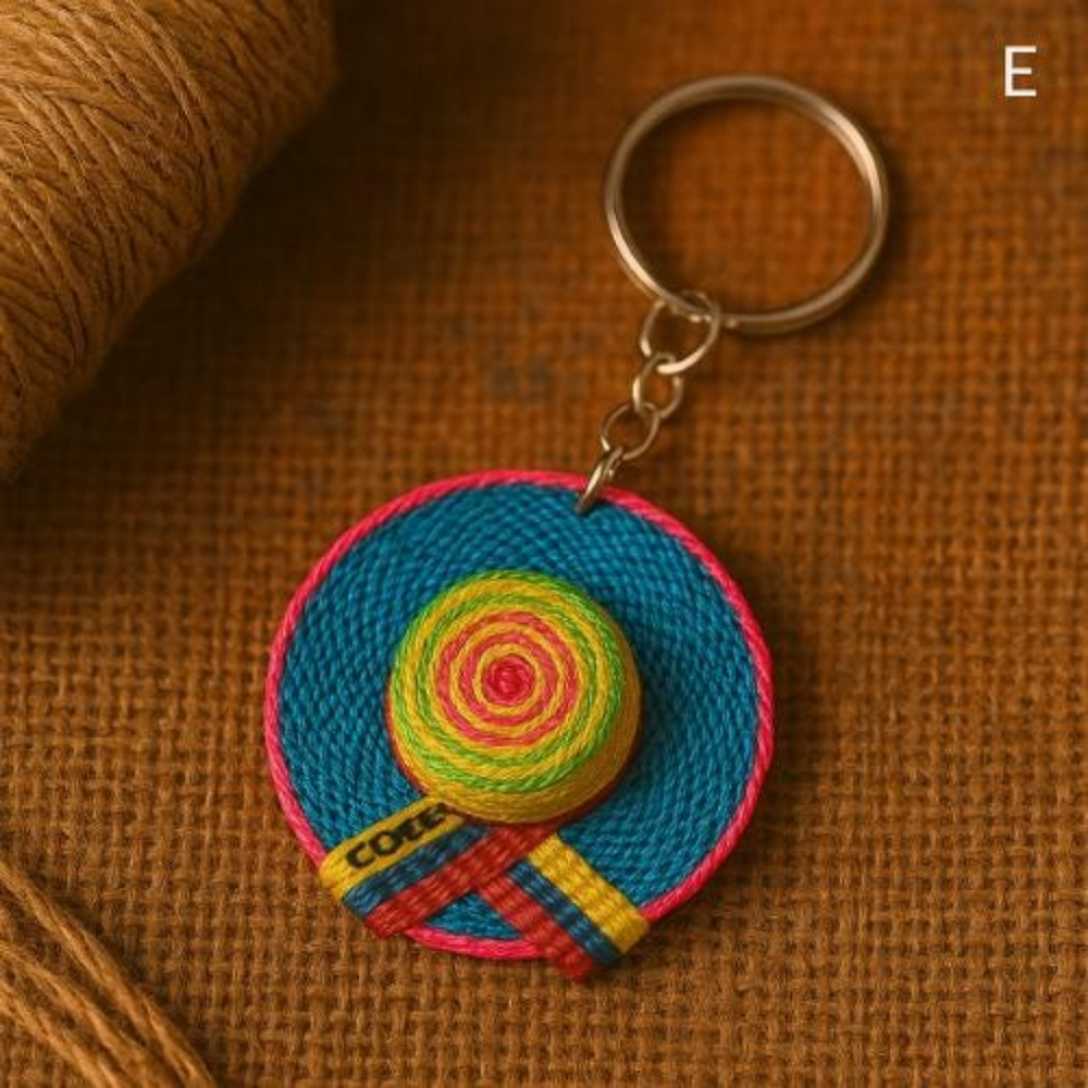 Handmade Sombrero Vueltiao Keychain – Colombian Pride Accessory