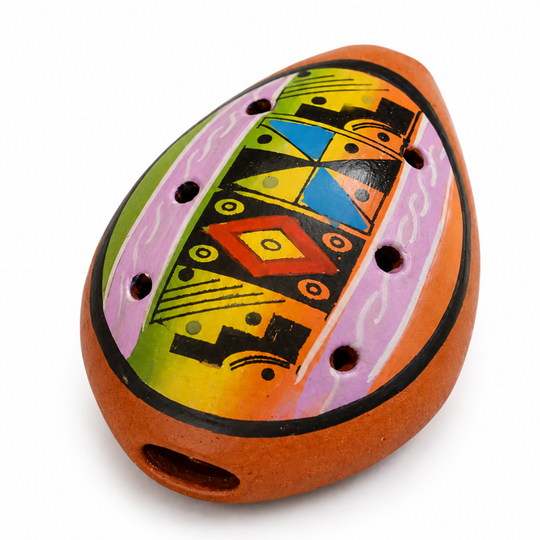 Handmade Colombian Ceramic Ocarina Andean Musical Instrument | Artisan Pre-Columbian Style Flute | Cultural Souvenir Gift