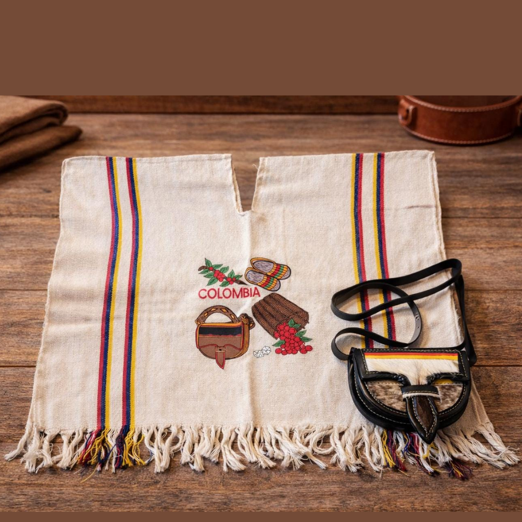 Colombian Kids Poncho Costume | Paisa Outfit for Boys Girls | Cultural Festival Outfit | Handmade Colombia Gift