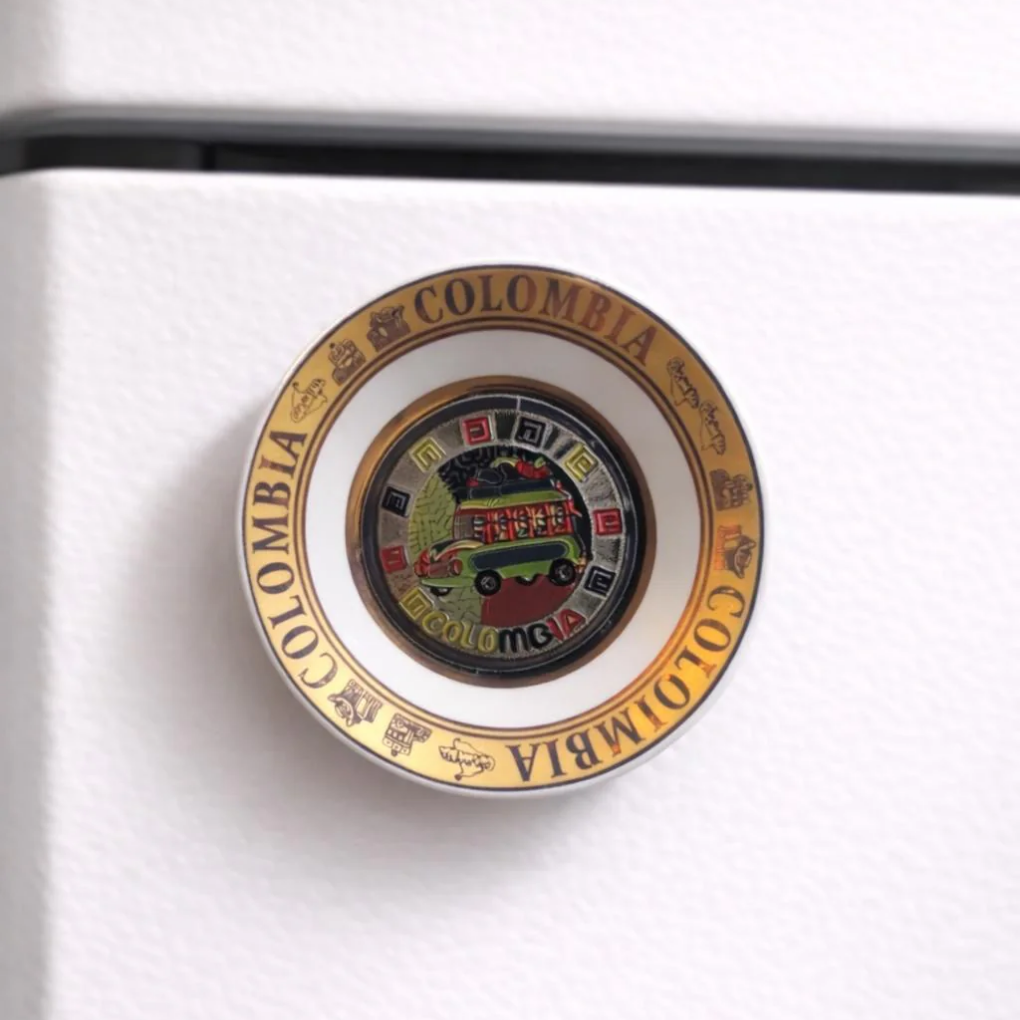 Handcrafted Colombian Porcelain Plate Magnet | Mini Folk Wall &amp; Fridge Decor