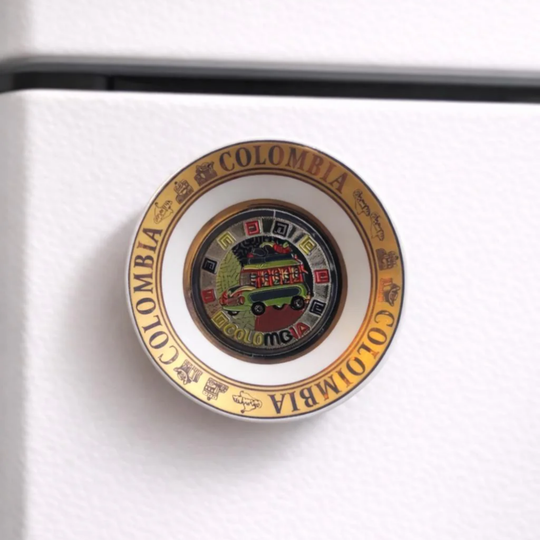 Handcrafted Colombian Porcelain Plate Magnet | Mini Folk Wall &amp; Fridge Decor