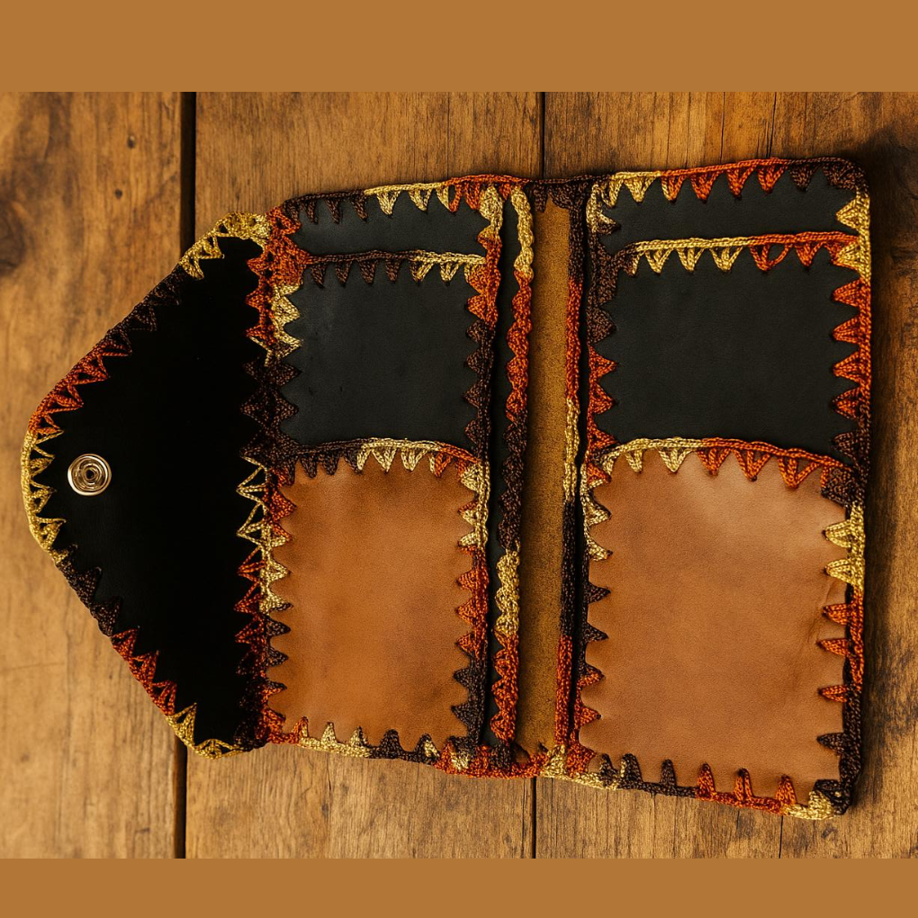 Handmade Colombian Leather Wallet – Patchwork Clutch Purse