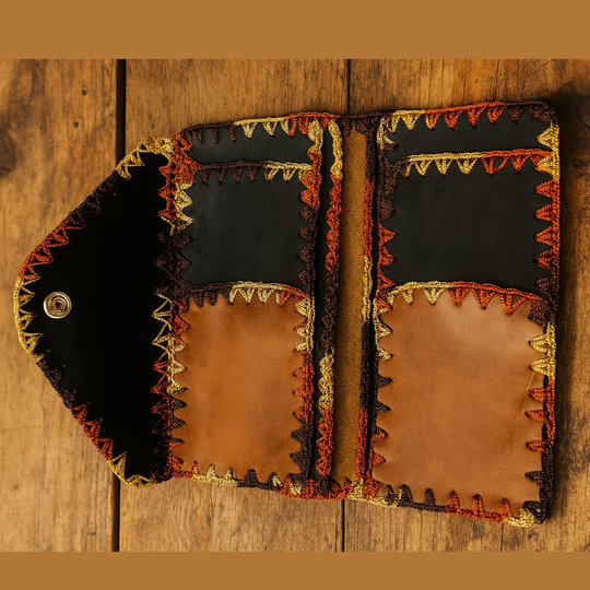 Handmade Colombian Leather Wallet – Patchwork Clutch Purse