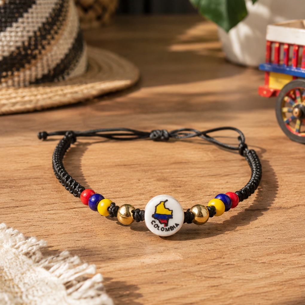 Handmade Colombian Charm Bracelet | Adjustable Friendship Bracelet | Colombia Symbol Collection