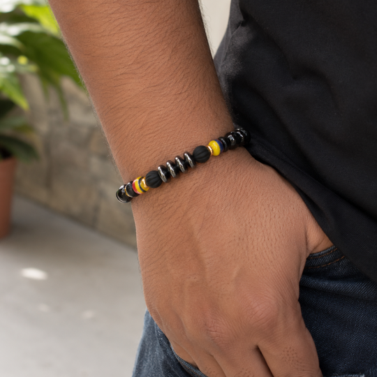 Premium Handmade Colombian Beaded Bracelet | Adjustable Black Bracelet | Colombia Flag Jewelry