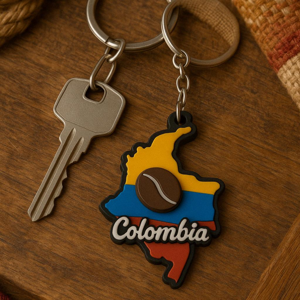 Colombia Map Keychain – Handmade Colombian Souvenir, Colorful Flag Keyring, Fair Trade Gift, Travel Keepsake