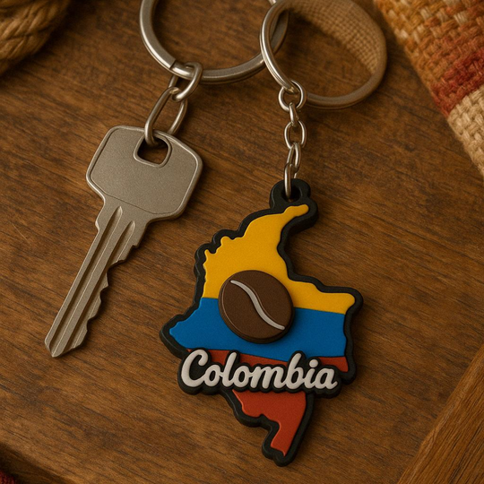 Colombia Map Keychain – Handmade Colombian Souvenir, Colorful Flag Keyring, Fair Trade Gift, Travel Keepsake