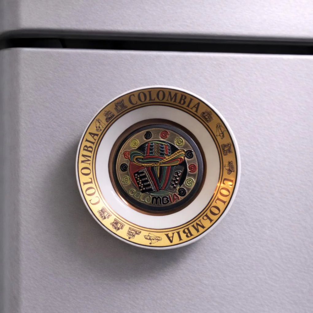Handcrafted Colombian Dark Porcelain Plate Magnet Mini Folk Wall &amp; Fridge Decor