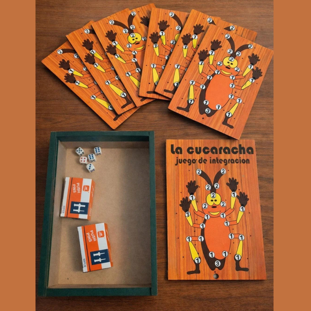La Cucaracha Dice Game | Traditional Colombian Wooden Family Game (24cm)