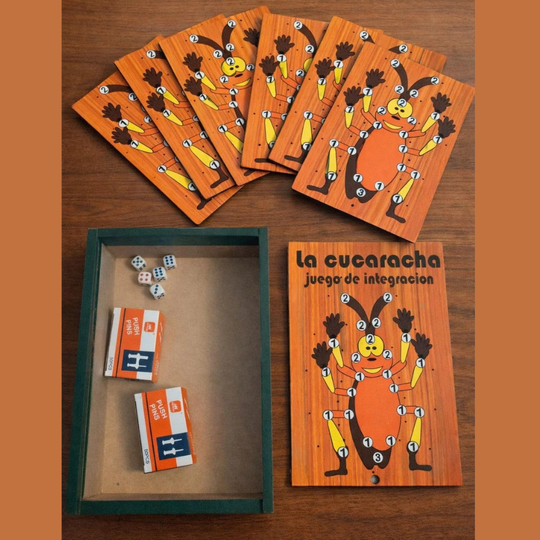 La Cucaracha Dice Game | Traditional Colombian Wooden Family Game (24cm)