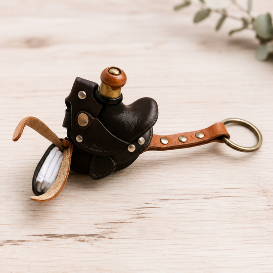 Handmade Equestrian Saddle Keychain – Horse Lover Gift, Rustic Leather-Inspired Charm, Customizable Accessory