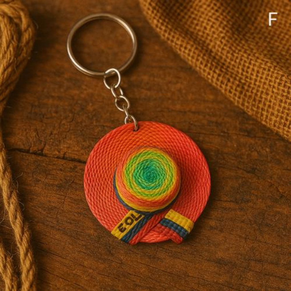 Handmade Sombrero Vueltiao Keychain – Colombian Pride Accessory