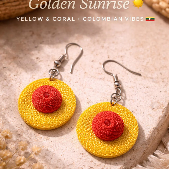 Colombian Handmade Earrings | Vueltiao Hat Inspired | Boho Statement Jewelry | Artisan Gift for Women