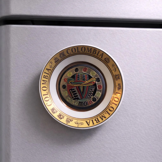Handcrafted Colombian Porcelain Plate Magnet | Mini Folk Wall &amp; Fridge Decor
