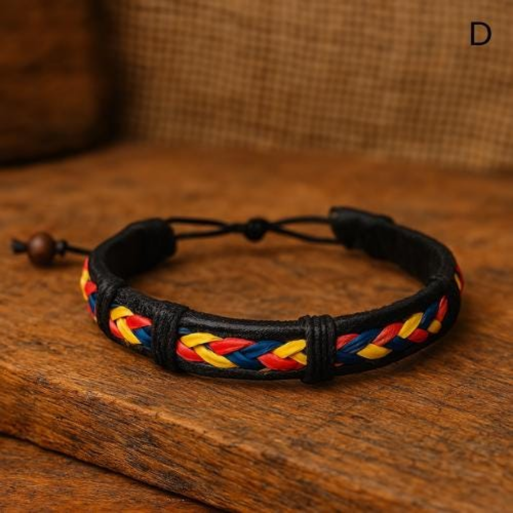 Handmade Braided Leather Bracelet | Colombian Artisan Style, Adjustable Fit