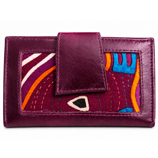 Handmade Leather Mola Bifold Wallet – Medium Women’s Artisan Purse