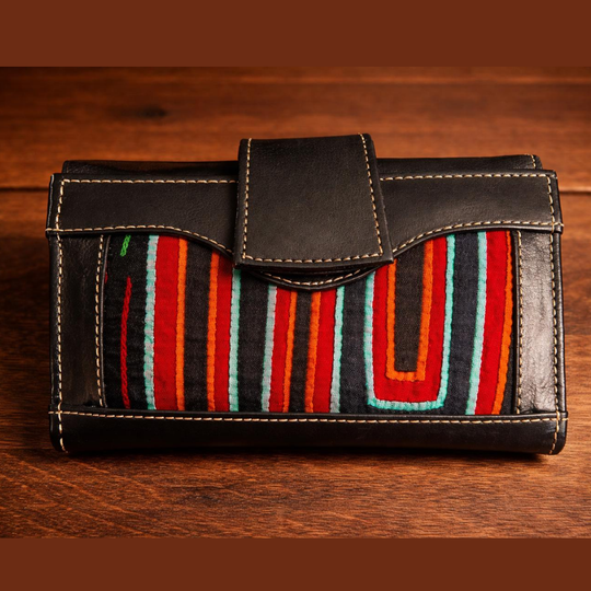 Handmade Leather Mola Checkbook Wallet