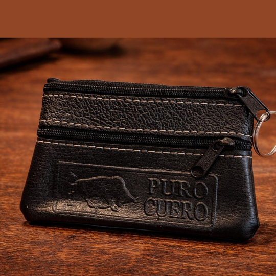 Handmade Colombian Leather Coin Pouch | Rustic Artisan Keychain Wallet