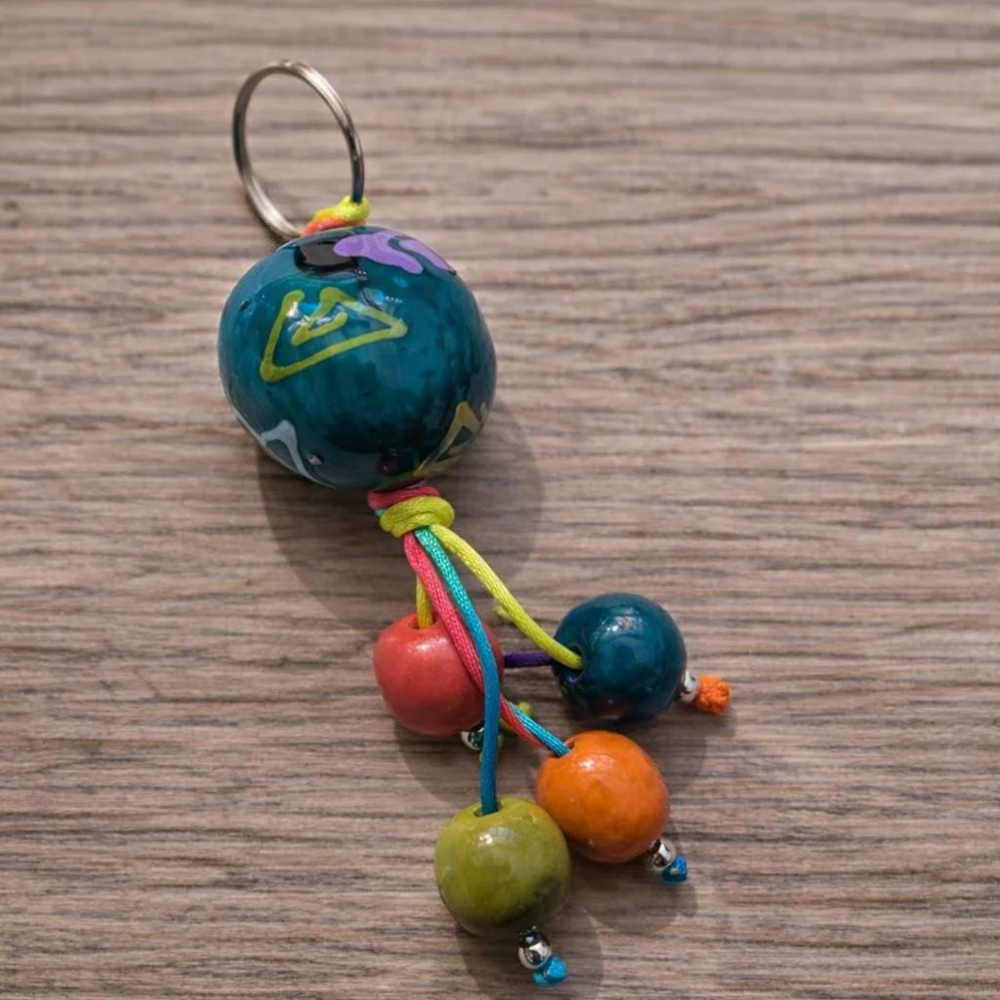 Hand-Painted Tagua Nut Keychain – Sustainable Colombian Gift