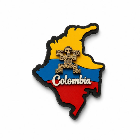 Handmade Colombia Map Fridge Magnet – Colombian Cultural Icon Collection