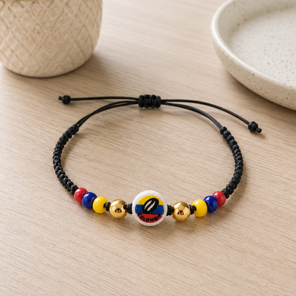 Handmade Colombian Charm Bracelet | Adjustable Friendship Bracelet | Colombia Symbol Collection