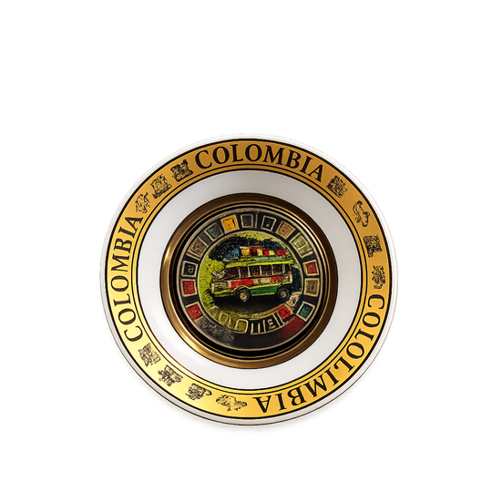 Handcrafted Colombian Dark Porcelain Plate Magnet Mini Folk Wall &amp; Fridge Decor