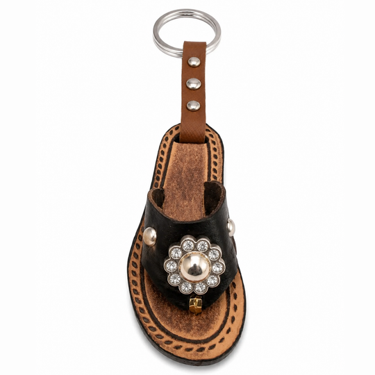 Handmade Leather Sandal Keychain – Beach Vacation Souvenir | Summer Gift | Tropical Keyring | Coastal Travel Accessory
