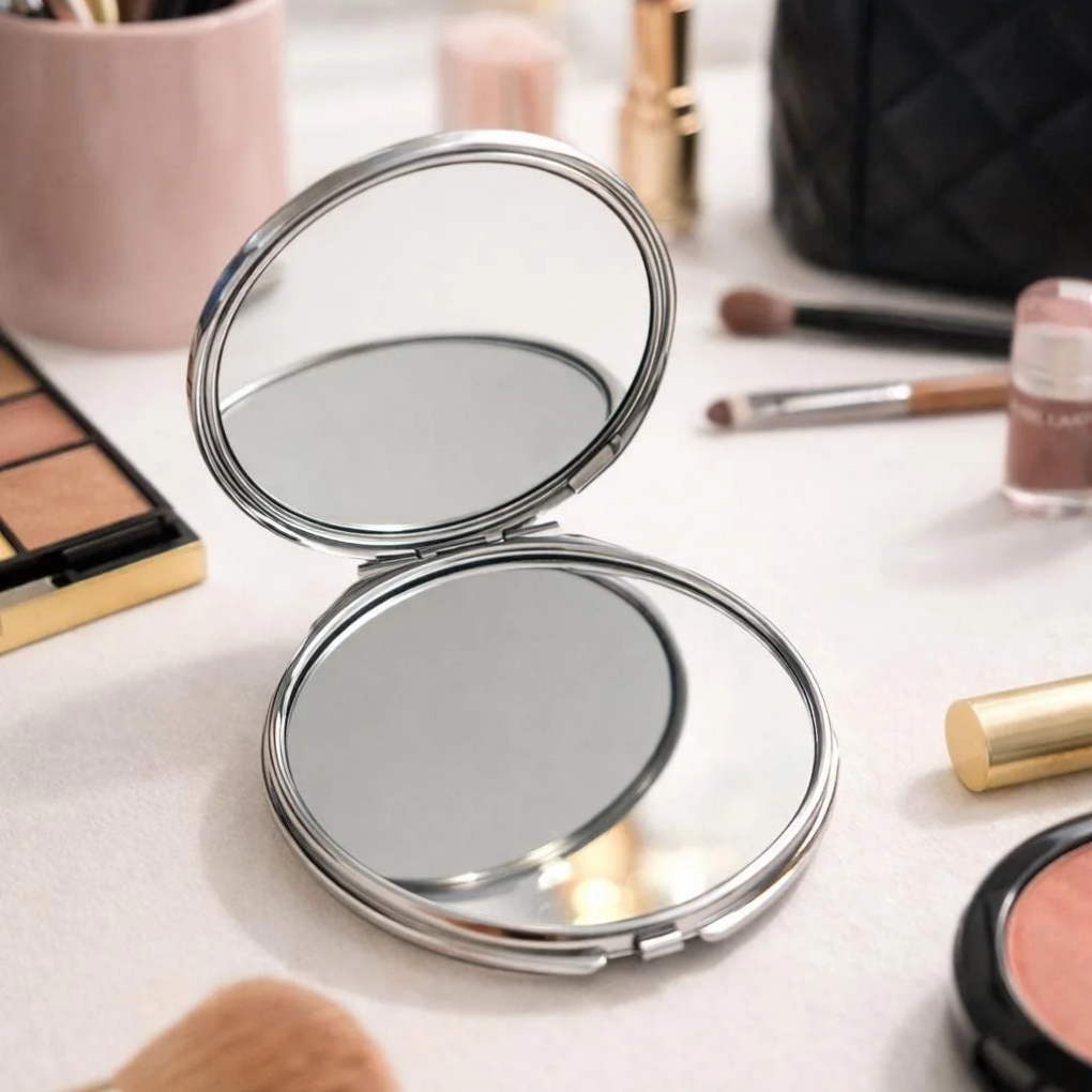 Handcrafted Colombian Makeup Mirror Chiva Truck and Tropical Bird Beauty Accessory
