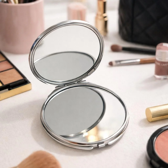 Handcrafted Colombian Makeup Mirror Chiva Truck and Tropical Bird Beauty Accessory