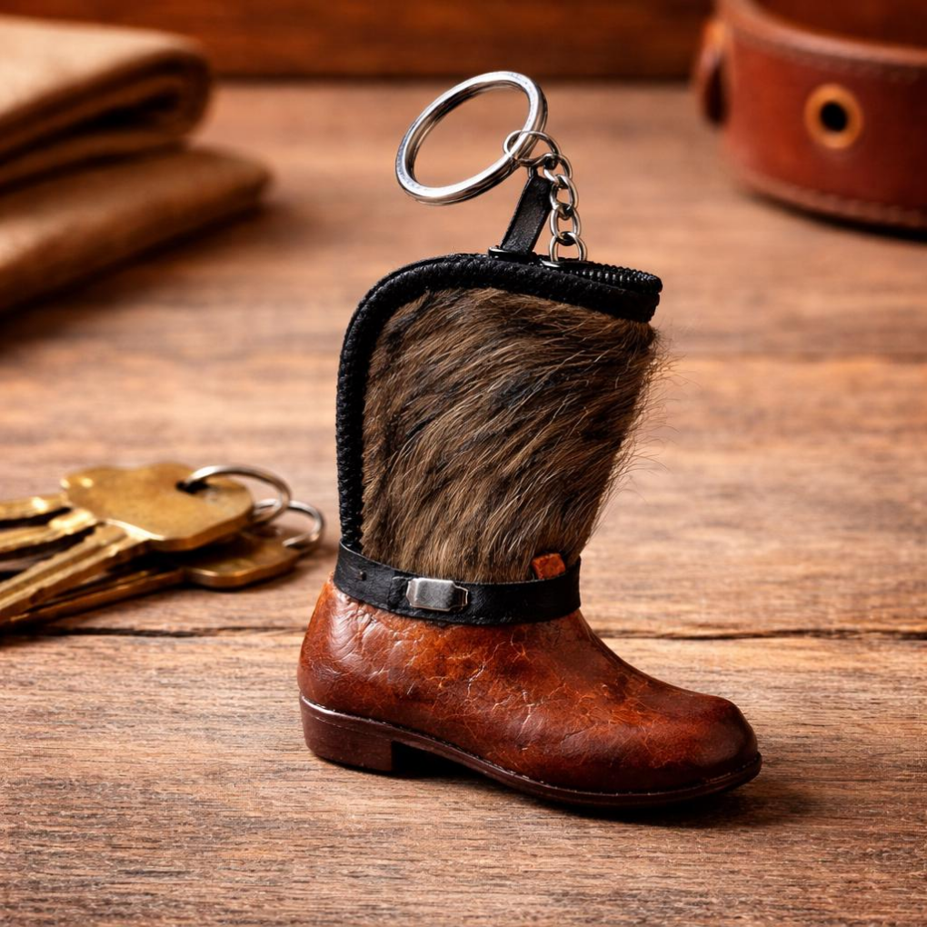 Handmade Leather Saddle Boot Keychain – Equestrian Rodeo Gift