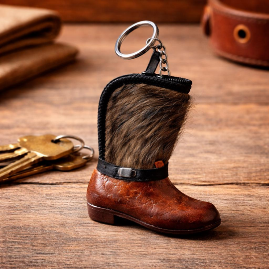 Handmade Leather Saddle Boot Keychain – Equestrian Rodeo Gift
