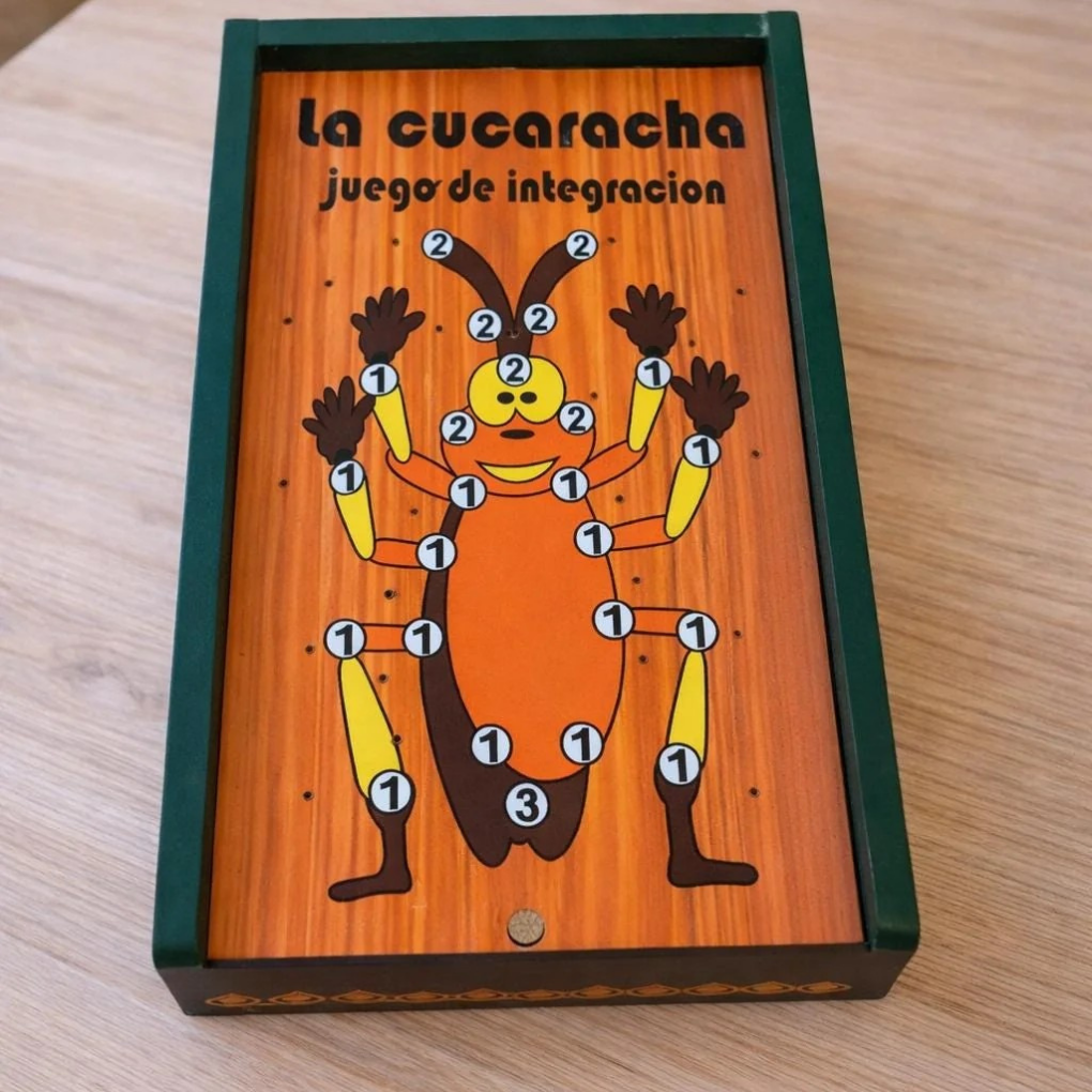 La Cucaracha Dice Game | Traditional Colombian Wooden Family Game (24cm)