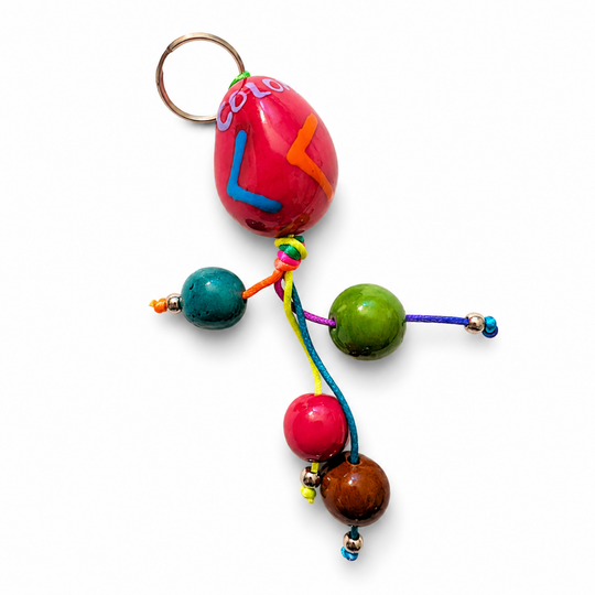 Hand-Painted Tagua Nut Keychain – Sustainable Colombian Gift
