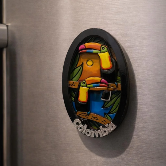 3D Colombian Refrigerator Magnet | Handmade Wood Fridge Decor Co025