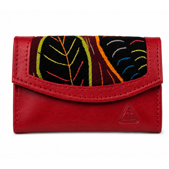 Vibrant Handmade Leather Mola Wallet – Authentic Colombian Art | Magnetic Closure, Zipper Pocket &amp; Compact Design
