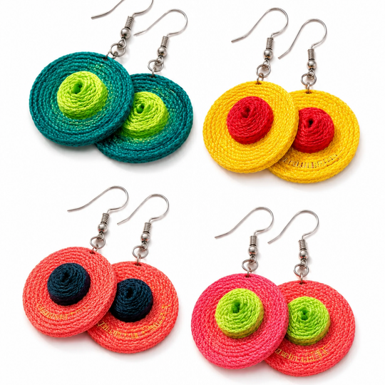 Colombian Handmade Earrings | Vueltiao Hat Inspired | Boho Statement Jewelry | Artisan Gift for Women