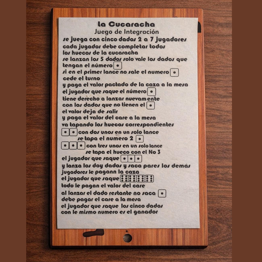 La Cucaracha Dice Game | Traditional Colombian Wooden Family Game (24cm)