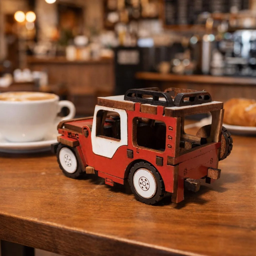 Handmade Mini MDF Jeep Willys – Colombian Souvenir Decor