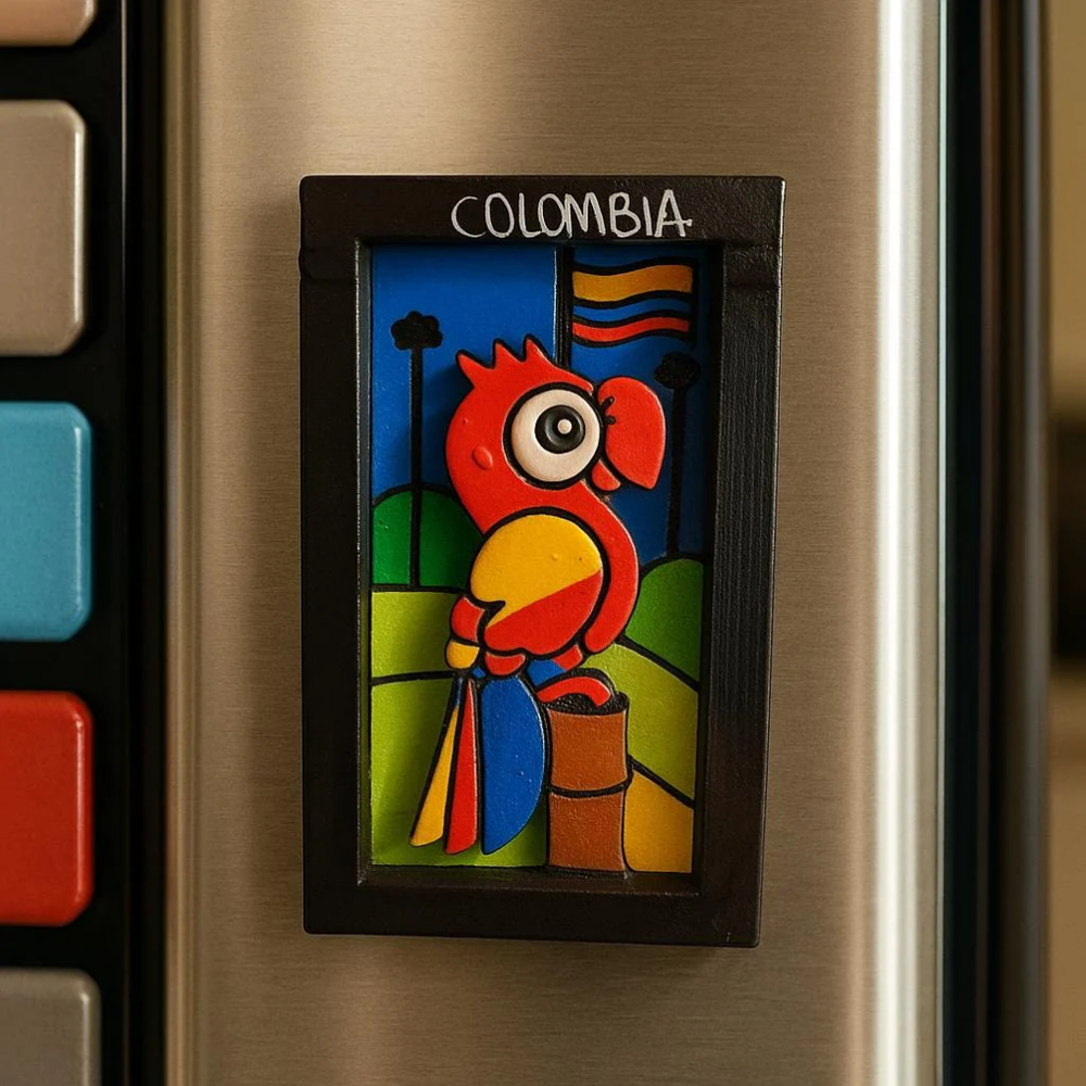 Handmade 3D Colombian Fridge Magnet – Folk Art Kitchen Decor