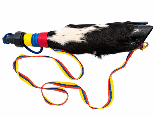 Cowhide hoof bottle on white background, full product view