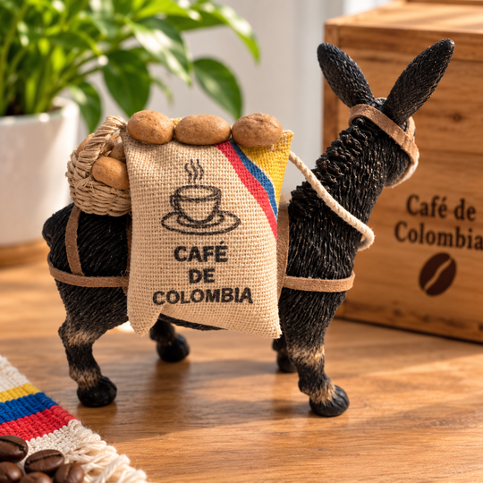 Detail view of Colombian donkey figurine