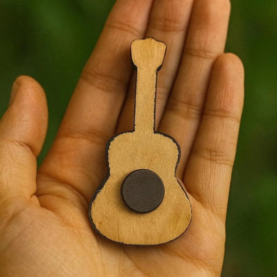 Handmade Colombian 3D Guitar Magnet with Toucan or Macaw | Colorful Fridge Decor