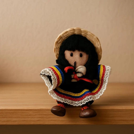 Handmade Colombian Campesina Doll Magnet | Mini Folk Art Fridge Decor Souvenir