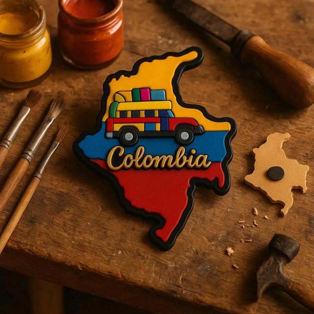 Handmade Colombia Map Fridge Magnet – Colombian Cultural Icon Collection