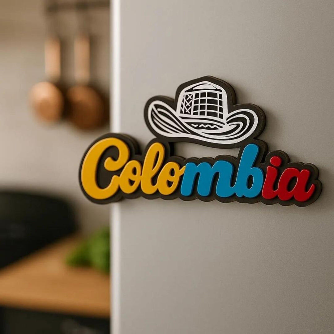 Handmade Colombia Fridge Magnet | Colombian Souvenir with Coffee &amp; Pre-Columbian Symbols