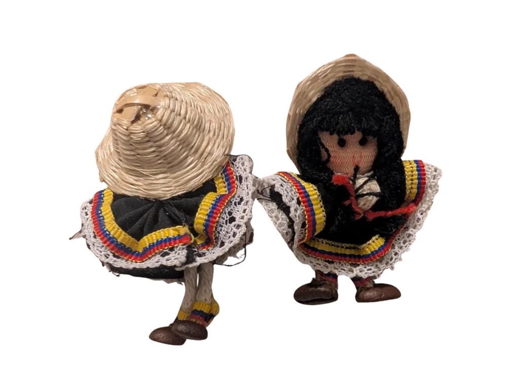 Handmade Colombian Campesina Doll Magnet | Mini Folk Art Fridge Decor Souvenir